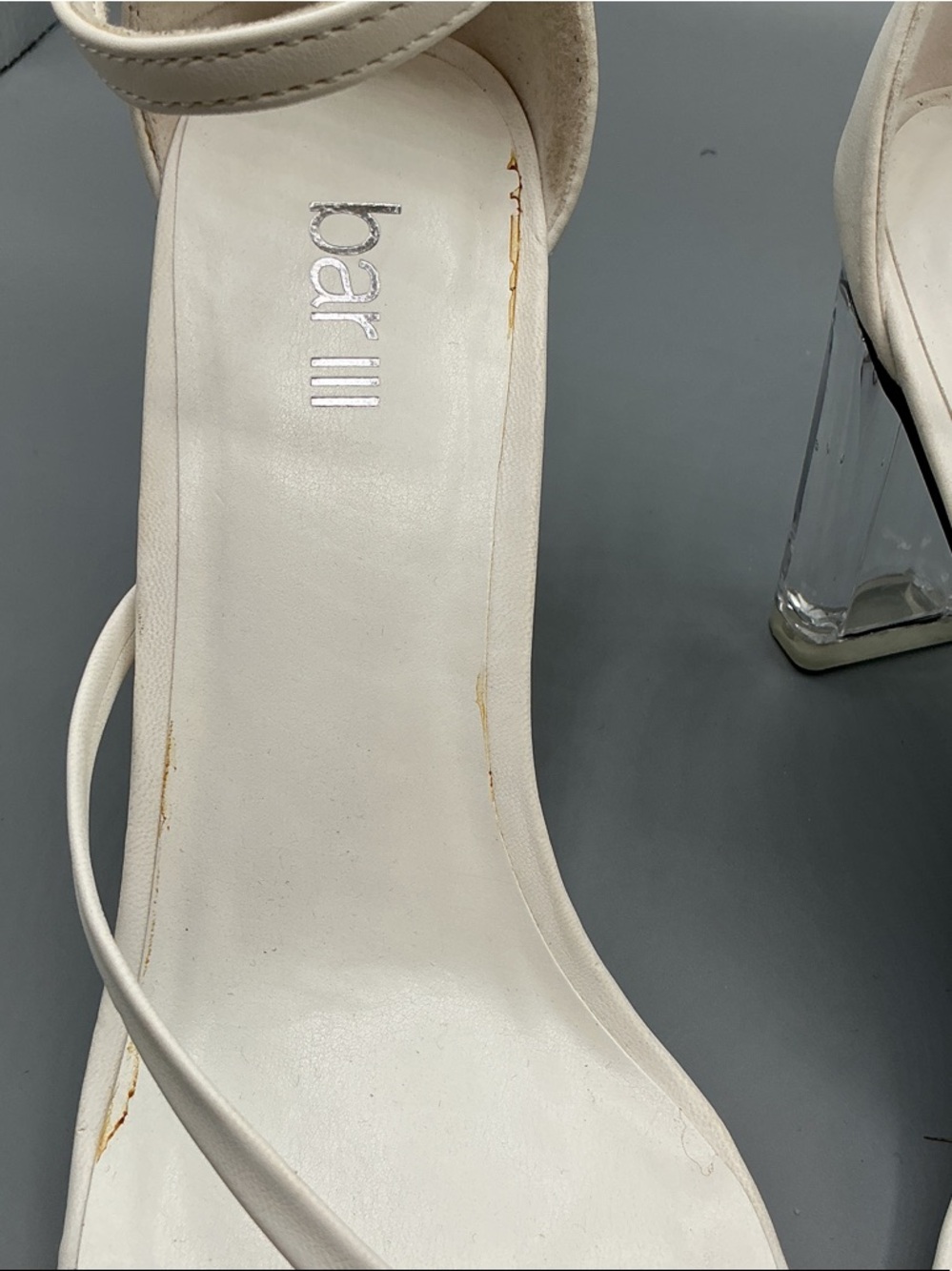Barr III BLAKKEP White Ankle-Strap Sandal with Clear Block Heel, size 7.5 NEW - Picture 6 of 7